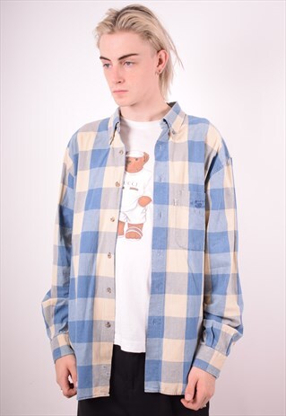 LEVI'S MENS VINTAGE SHIRT XL BLUE CHECK 90S