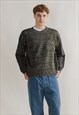 Vintage Novelty Green Subtle Pattern Crew Neck Jumper L