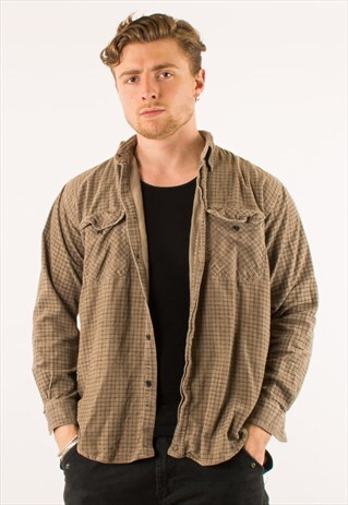 VINTAGE BEIGE CHECKERED CORDUROY SHIRT