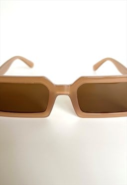Beige rectangle sunglasses