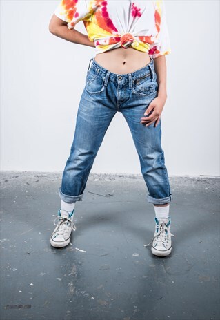 VINTAGE BLUE 504 LEVI'S CROPPED MOM JEANS