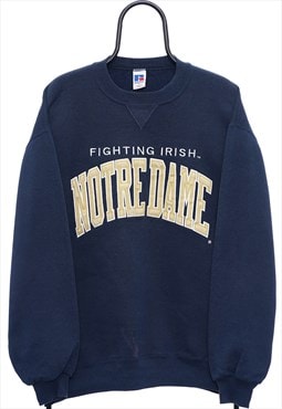 Vintage Notre Dame NCAA Spellout Navy Sweatshirt Womens