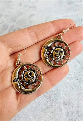 CELESTIAL MOON AND SUN STATEMENT EARRINGS