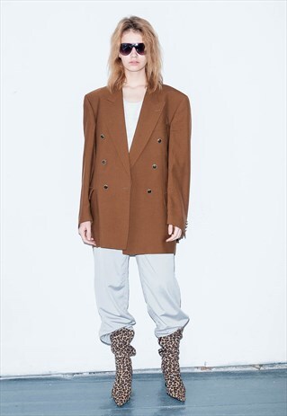 OVERSIZED BROWN DOUBLE-BREASTED JACKET / UNISEX