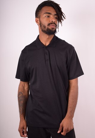 CALVIN KLEIN MENS VINTAGE POLO SHIRT XL BLACK STRIPES 90S