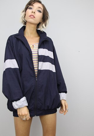 VINTAGE 80S 90S OVERSIZED SHELL SUIT FESTIVAL JACKET