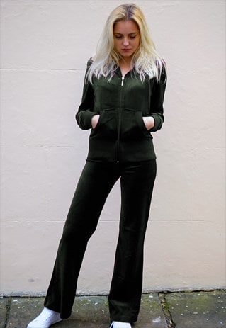 VELOUR TRACKSUITS WITH LONG SLEEVES IN OLIVE GREEN