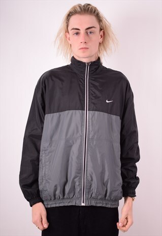NIKE MENS VINTAGE TRACKSUIT TOP JACKET MEDIUM GREY 90S