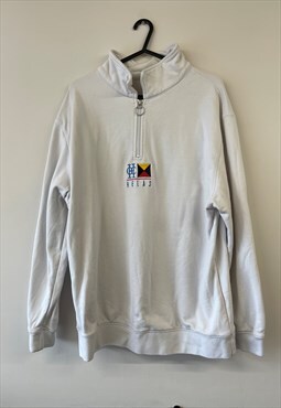 90s Helas Zip White Embroidered Sweatshirt