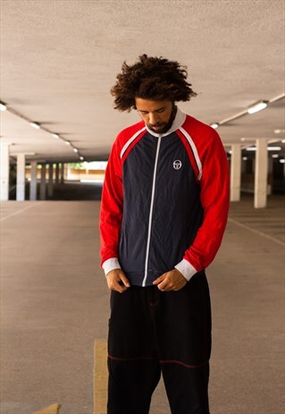 VINTAGE 80'S SERGIO TACHINI TRACKSUIT JACKET IN NAVY