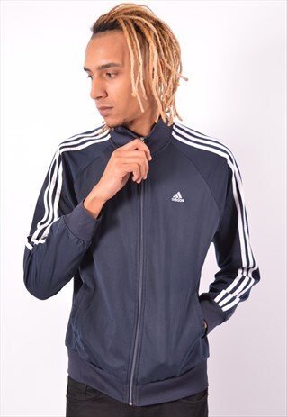 adidas tracksuit top navy blue