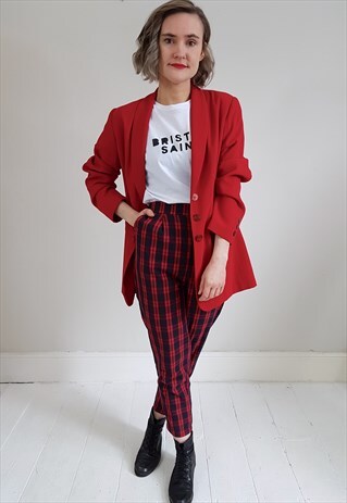 VINTAGE 90'S RED BUTTONED BLAZER SUIT JACKET