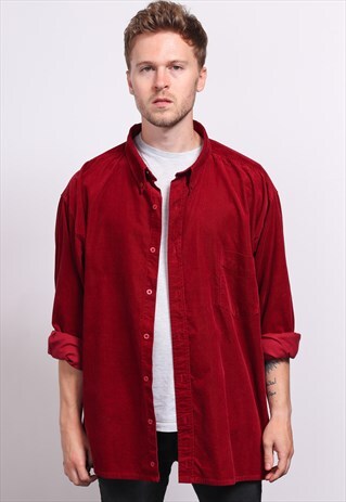 VINTAGE CORDUROY CORD SHIRT RED