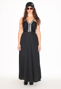Vintage 00s sexy evening maxi dress in black