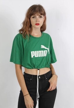 Vintage Puma Rework Toggle Crop T-Shirt Green