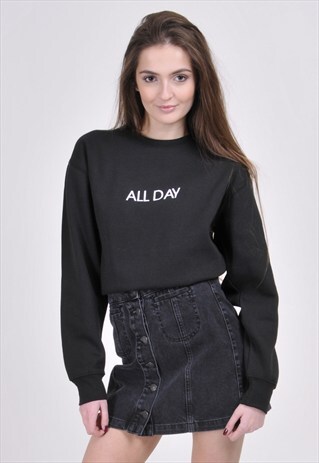 BLACK ALL DAY SWEATSHIRT - EMBROIDERED
