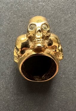 McQ Alexander McQueen 90's 3 Skull Gold Metal Ring