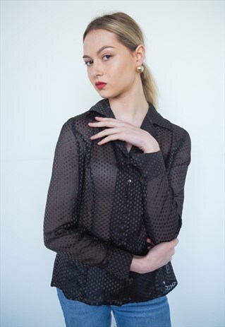 VINTAGE SEMI SHEER POLKA DOT SHIRT