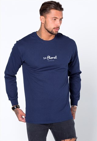 CENTRE LOGO LONG SLEEVED T-SHIRT - NAVY BLUE