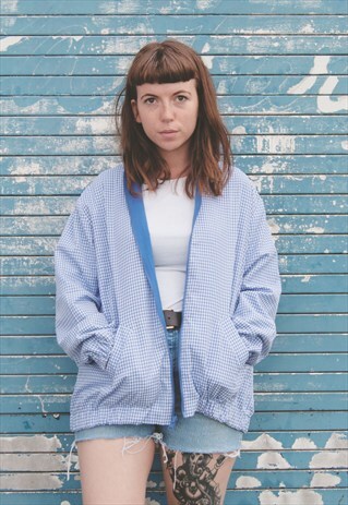 VINTAGE 90'S REVERSIBLE CHECKED HARRINGTON JACKET