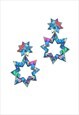Confetti spark drop stud earrings in blue. Christmas fun