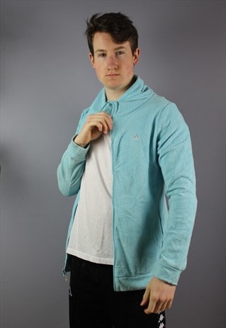 VINTAGE ADIDAS FLEECE IN BLUE WITH EMBROIDERY