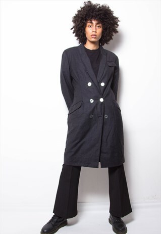 VINTAGE 90S GREY WOOL BLAZER COAT ID:2080