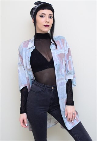 VINTAGE 90'S RETRO ABSTRACT PATTERNED OVERSIZED SHIRT