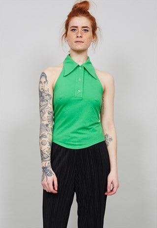 VINTAGE 90'S GREEN JC DE CASTELBAJAC HALTER NECK TOP