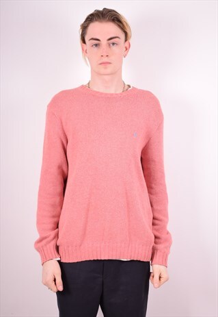 POLO RALPH LAUREN MENS VINTAGE JUMPER SWEATER MEDIUM PINK 90