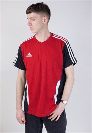VINTAGE 90'S ADIDAS RED AND BLACK T-SHIRT