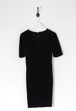 Vintage Velvet Shift Dress Black Small BV8749