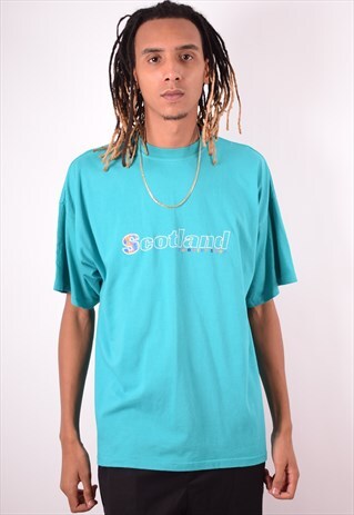 MENS VINTAGE T-SHIRT TOP XL BLUE 90S