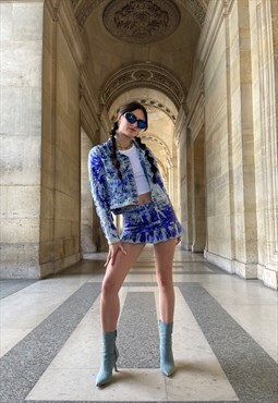 Bowsdontcry denim habdpainted jacket in blue