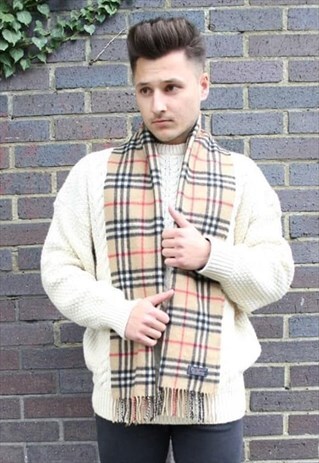 VINTAGE BURBERRY CASHMERE CHECKED SCARF-1