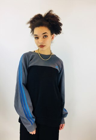 VINTAGE ADIDAS CLASSIC 3 STRIPE 90S EMBROIDERED SWEATSHIRT