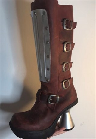 VINTAGE 90S METAL GOTH GRUNGE HEELS BOOTS SHOES