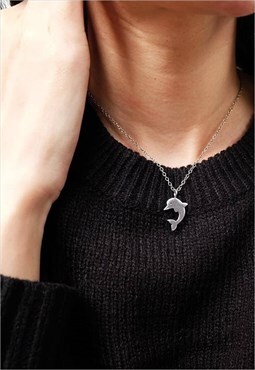 Dolphin Chain Necklace Women Sterling Silver Necklace