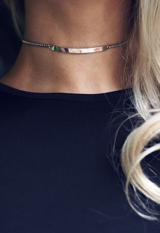 CELINE. MINIMAL SILVER BAR CHOKER