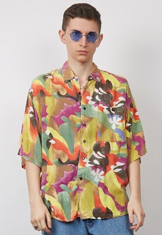 VINTAGE 80'S SALUTE WATERCOLOUR PRINT SHIRT