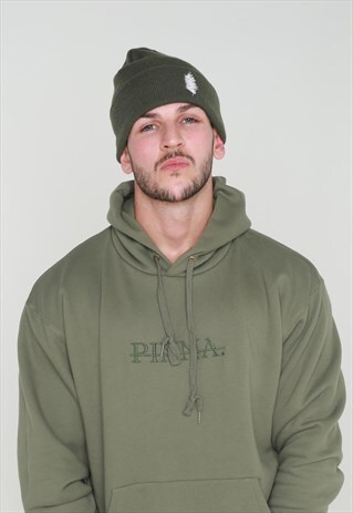 PINNA SCRIPT BEANIE - FOREST GREEN