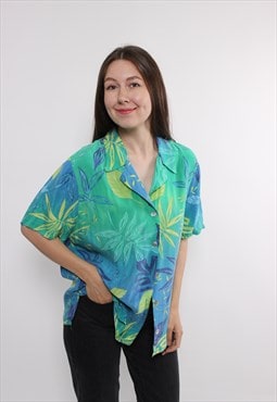 90s floral print summer blouse, vintage short sleeve top