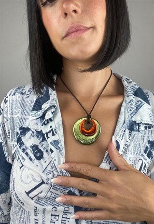 CLASSIC VINTAGE Y2K CIRCLE DOBLE NECKLACE