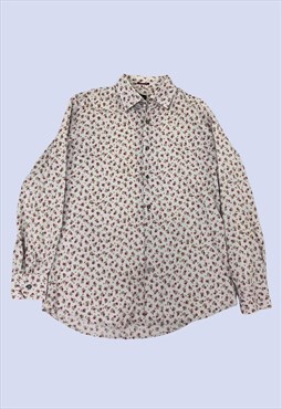 White Ditsy Floral Print Long Sleeved Cotton Shirt