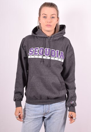 CHAMPION WOMENS VINTAGE HOODIE JUMPER MEDIUM GREY 90'S