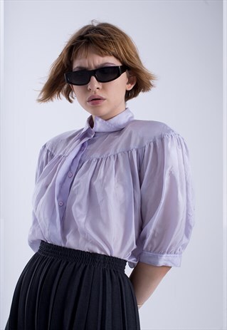 LAVENDER PURPLE EPAULETTE SHIRT
