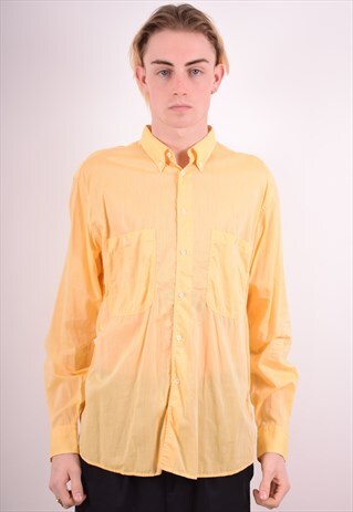 AQUASCUTUM MENS VINTAGE SHIRT LARGE YELLOW 90S