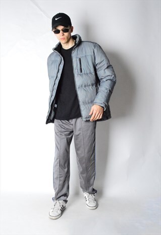 VINTAGE 90S GREY PADDED WINTER JACKET WITH HOOD