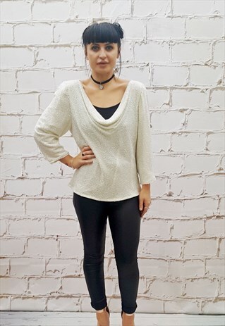 VINTAGE CREAM BEADED TOP
