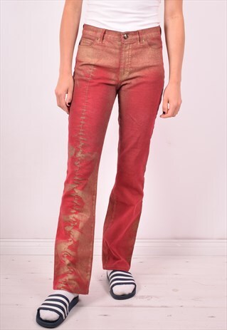 JUST CAVALLI WOMENS VINTAGE JEANS W30 L31 RED 90S